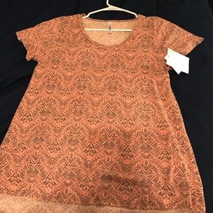 LuLaRoe medium classic tee orange and grey tribal